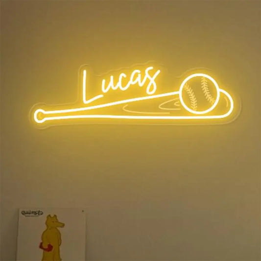 [Custom] Personalized baseball neon lights, 16-20 inches, USB power supply, room and bedroom personalized wall decoration, suitable for birthdays, anniversaries, Valentine's Day, parties, clubs, courts, lovers gifts,