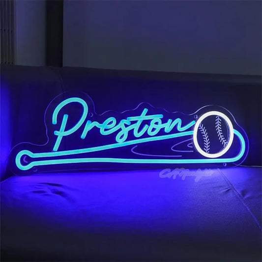 [Custom] Personalized baseball neon lights, 16-20 inches, USB power supply, room and bedroom personalized wall decoration, suitable for birthdays, anniversaries, Valentine's Day, parties, clubs, courts, lovers gifts,