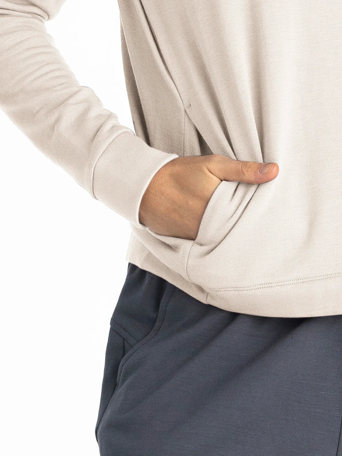 Women's Bamboo Lightweight Fleece Cropped Hoodie - Stone