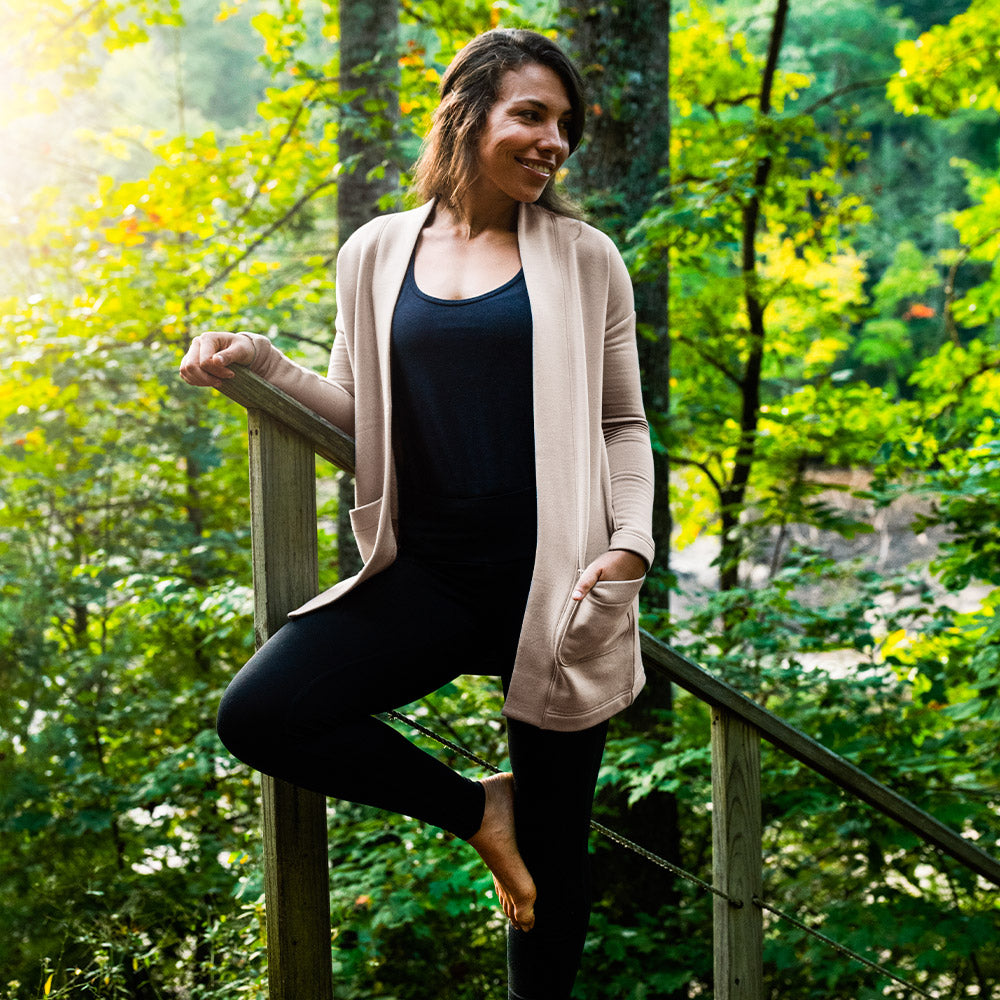 Women's Thermal Fleece Cardigan - Heron Blue